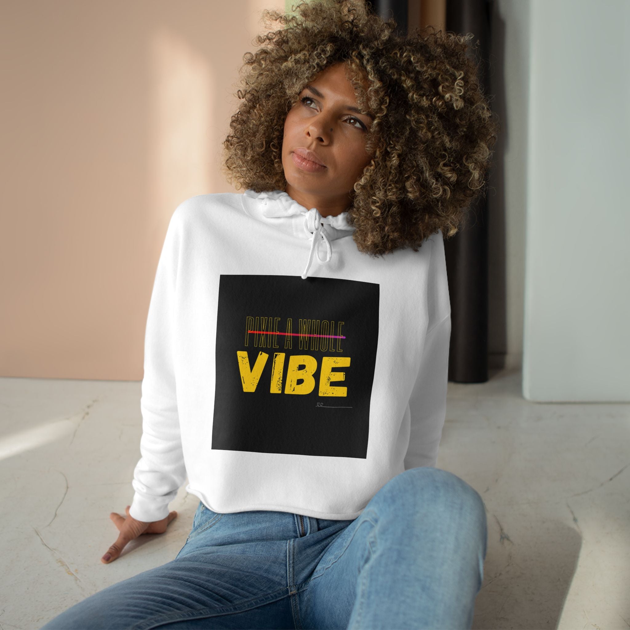 "PIXIE A WHOLE VIBE"Crop Hoodie Printify