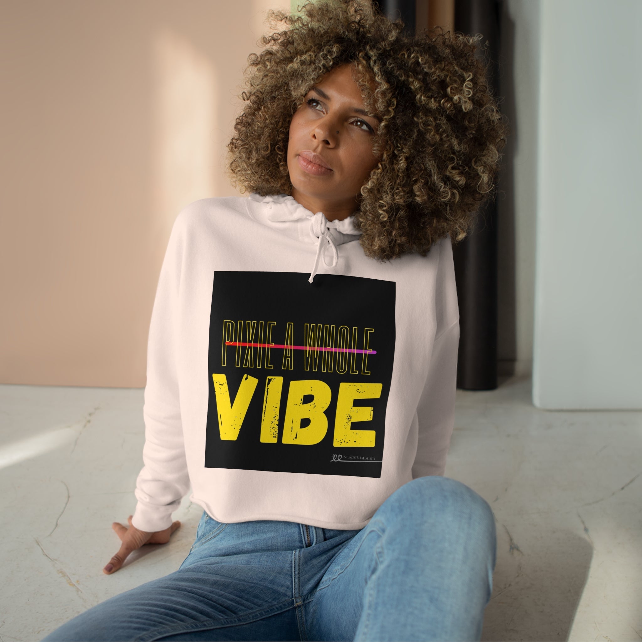 "PIXIE A WHOLE VIBE" Crop Hoodie Printify