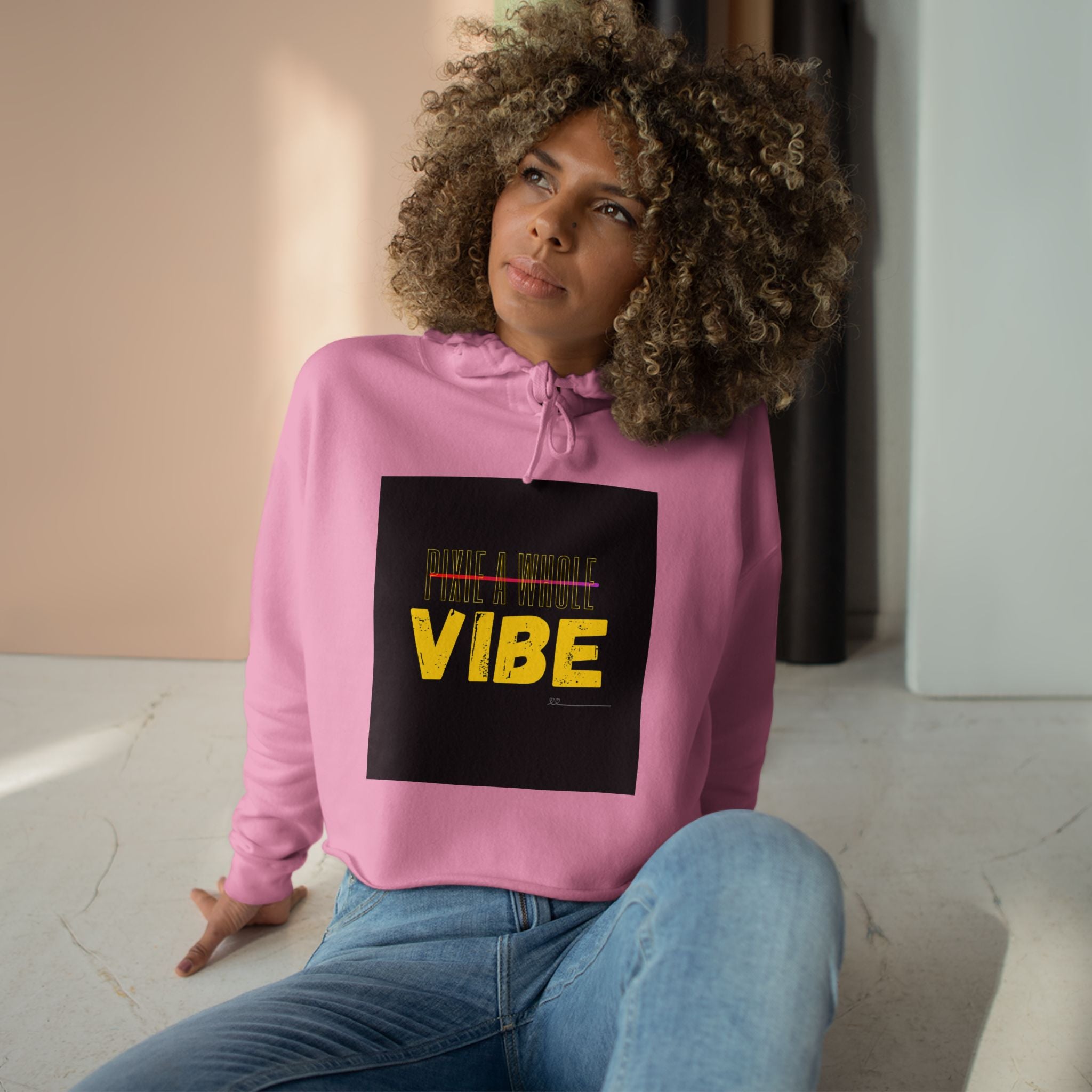 "PIXIE A WHOLE VIBE"Crop Hoodie Printify