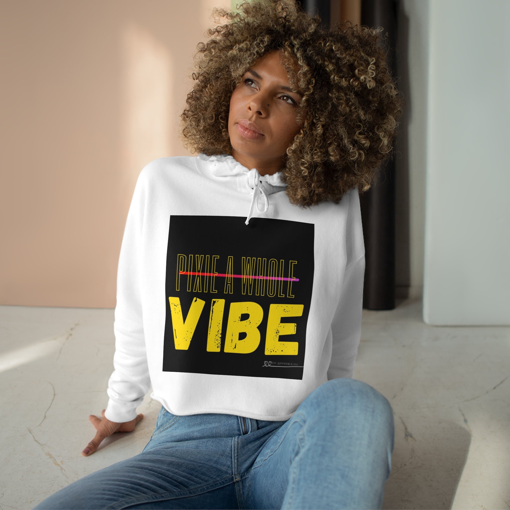 "PIXIE A WHOLE VIBE" Crop Hoodie Printify