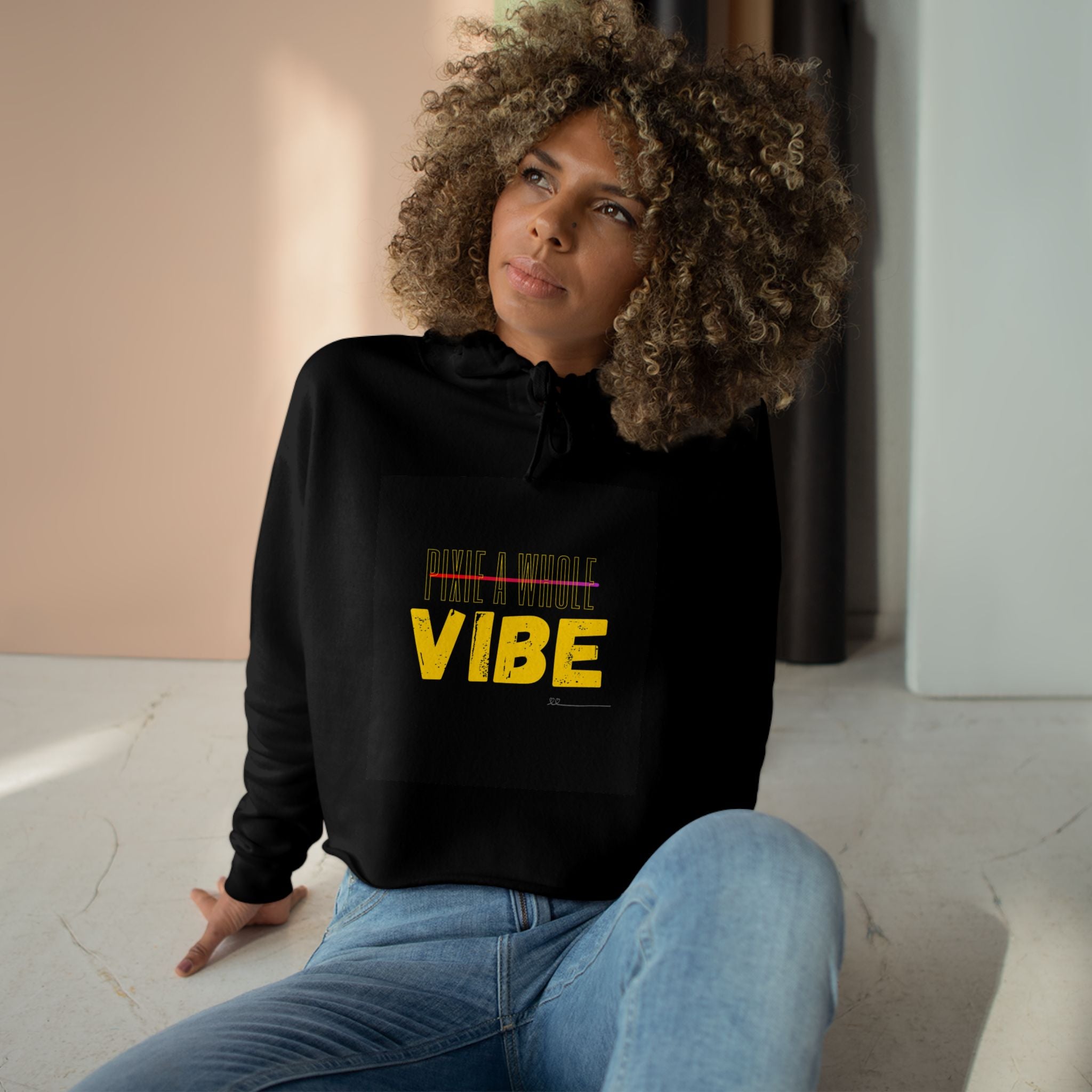 "PIXIE A WHOLE VIBE"Crop Hoodie Printify