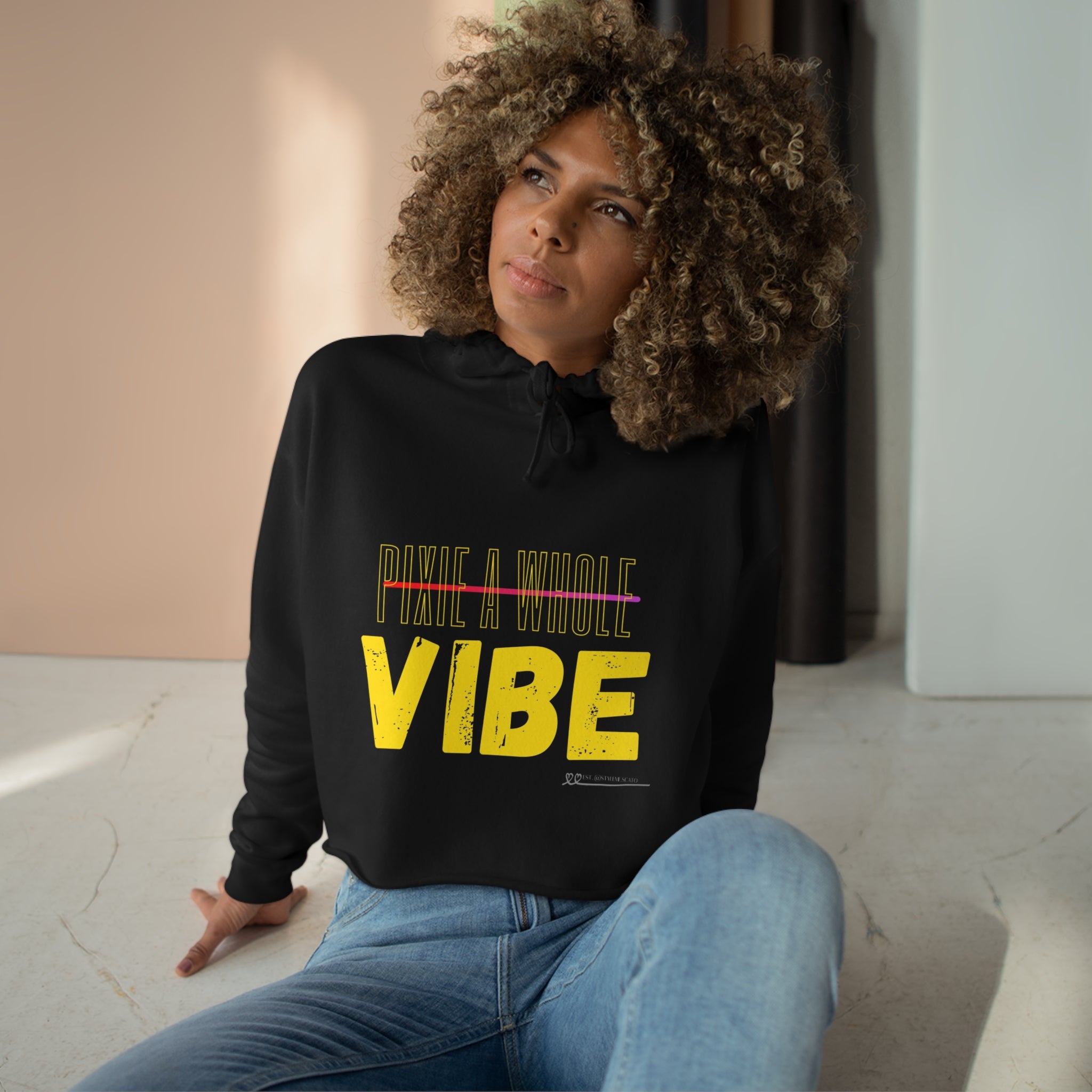 "PIXIE A WHOLE VIBE" Crop Hoodie Printify